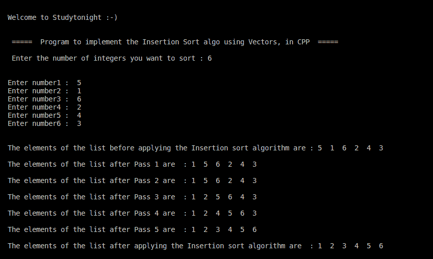 C++ Insertion sort