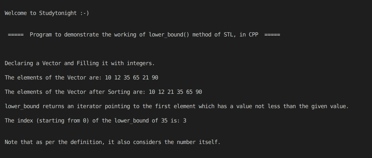 C++ lower bound