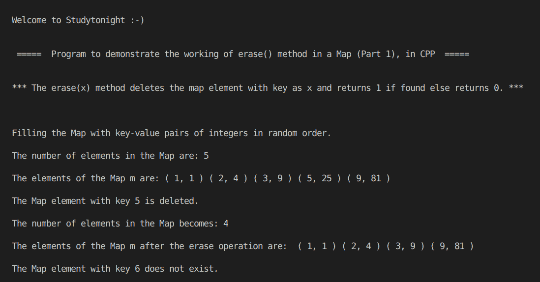 C++ erase() Map