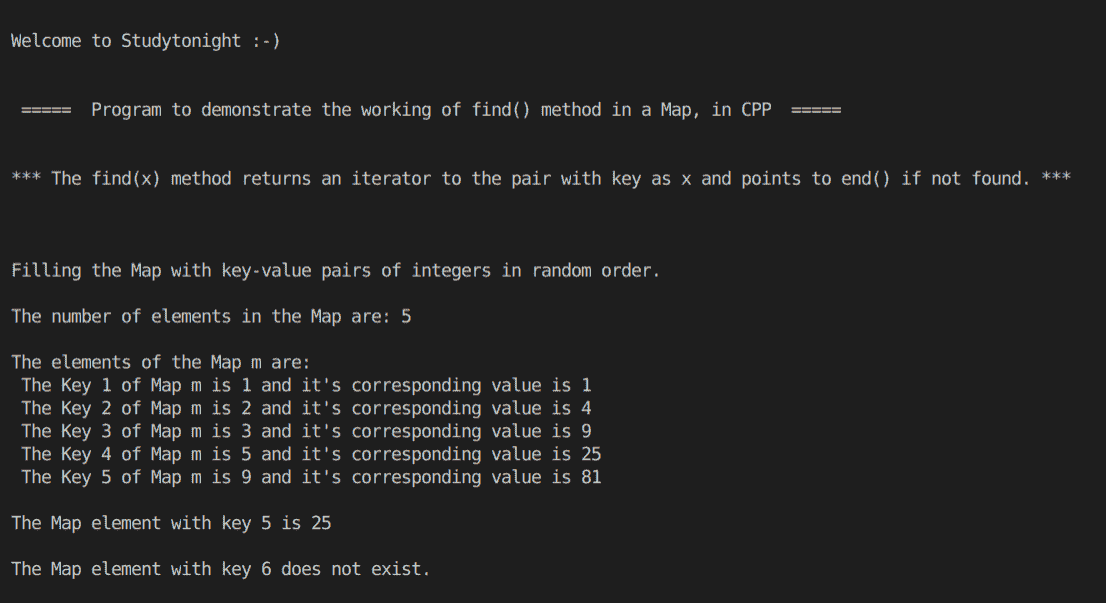 C++ find() map