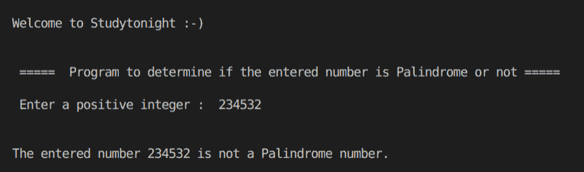 C++  palindrome program output 1