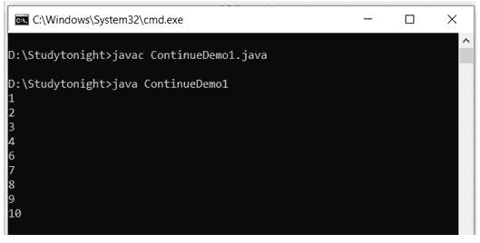 output-of-continue-statement