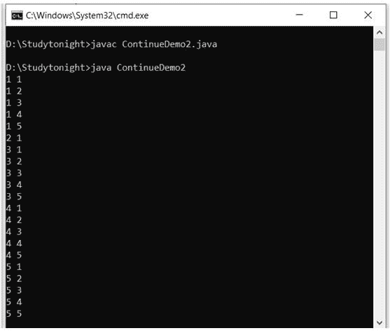 output-of-continue-statement 