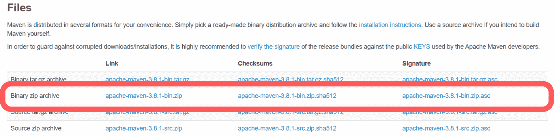 Maven Binary Files
