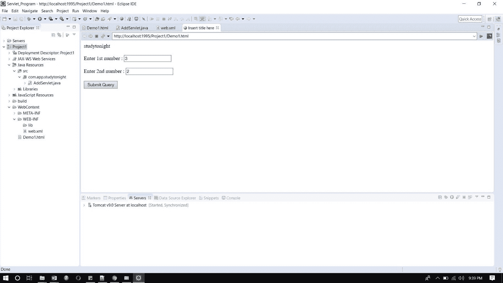 servelet-output